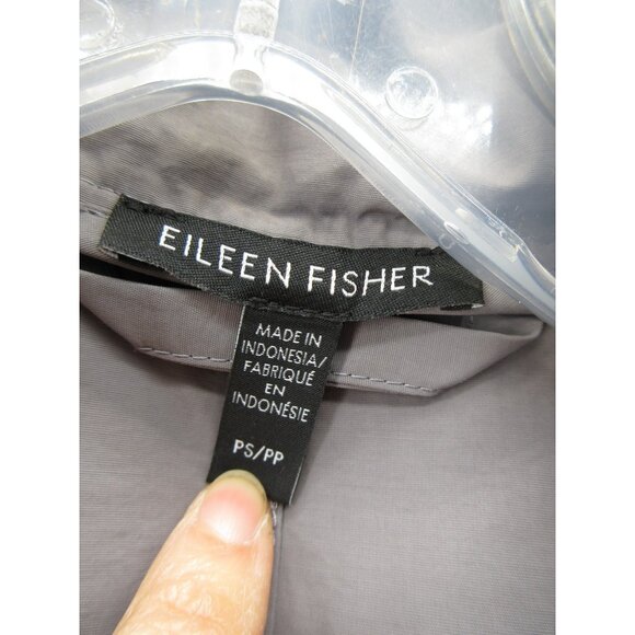 Eileen Fisher Jacket Small Petites Rain Coat Hoodie Organic Cotton - Picture 10 of 12